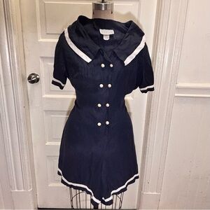⚓️🚢 Ships Ahoy mate! 🚢⚓️
Cutest Vintage Sailor  Shorts Romper
Navy/white, 11